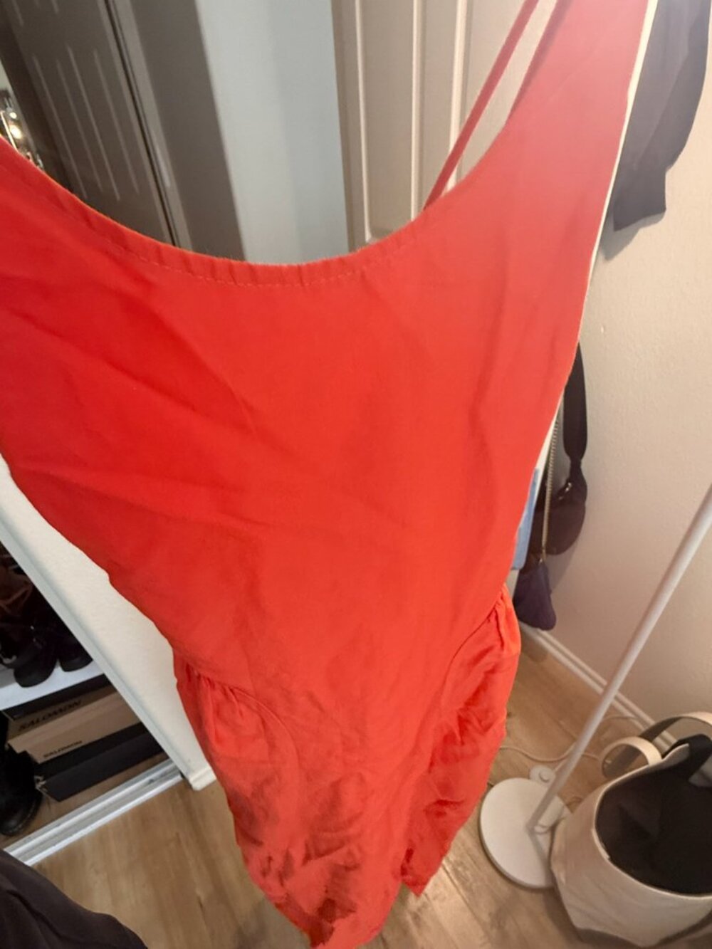 Silk Laundry Dive Dress Snapper Orange Lace Up Back S